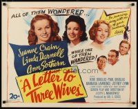 2w197 LETTER TO THREE WIVES 1/2sh '49 Jeanne Crain, Linda Darnell, Ann Sothern, young Kirk Douglas