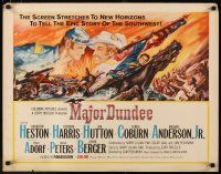 2w214 MAJOR DUNDEE 1/2sh '65 Sam Peckinpah, Charlton Heston, Civil War battle art by Rehberger!