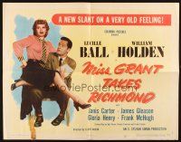 2w221 MISS GRANT TAKES RICHMOND style A 1/2sh '49 image of Lucille Ball on William Holden's lap!