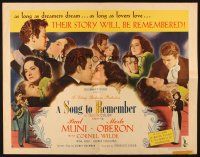 2w287 SONG TO REMEMBER style A 1/2sh '45 Paul Muni, Merle Oberon, Foch, Cornel Wilde as Chopin!