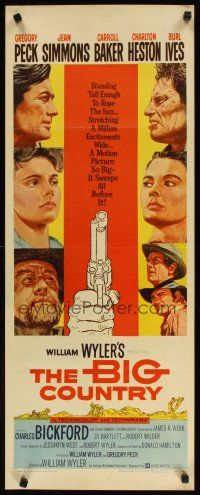 2w380 BIG COUNTRY insert '58 Gregory Peck, Charlton Heston, William Wyler classic!