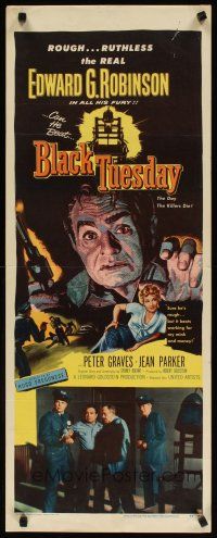 2w392 BLACK TUESDAY insert '55 Peter Graves, sexy Jean Parker & ruthless Edward G Robinson!