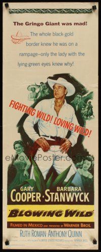 2w395 BLOWING WILD insert '53 Gary Cooper, Barbara Stanwyck, Ruth Roman, Anthony Quinn!