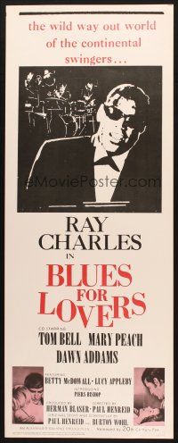 2w399 BLUES FOR LOVERS insert '66 Ballad in Blue, cool b&w image of Ray Charles playing piano!