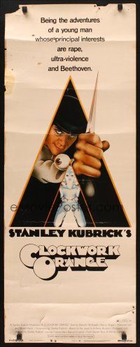 2w433 CLOCKWORK ORANGE insert '72 Stanley Kubrick classic, Philip Castle art of Malcolm McDowell!