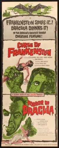 2w442 CURSE OF FRANKENSTEIN/HORROR OF DRACULA insert '64 greatest double creature feature!