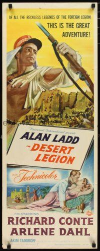 2w453 DESERT LEGION insert '53 art of Alan Ladd in the French Foreign Legion & sexy Arlene Dahl!