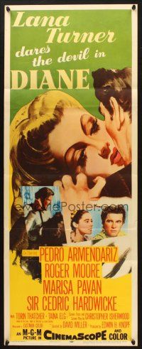 2w458 DIANE insert '56 sexy Lana Turner dares the devil, great close up romantic artwork!