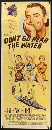 2w462 DON'T GO NEAR THE WATER insert '57 Glenn Ford, different art of 3 sexy girls!