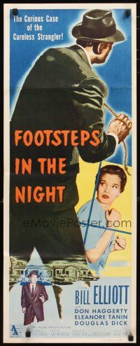 2w492 FOOTSTEPS IN THE NIGHT insert '57 the curious case of the careless strangler!