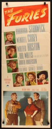 2w498 FURIES insert '50 Barbara Stanwyck, Wendell Corey, Walter Huston, Anthony Mann directed!