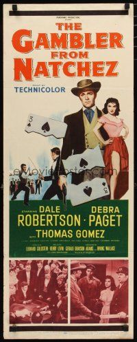2w499 GAMBLER FROM NATCHEZ insert '54 Dale Robertson, Debra Paget, 3 of spades gambling artwork!