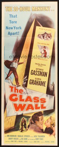 2w508 GLASS WALL insert '53 Gloria Grahame & Vittorio Gassman, the manhunt that tore NY apart!