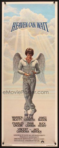 2w528 HEAVEN CAN WAIT insert '78 art of angel Warren Beatty wearing sweats by Lettick, football!