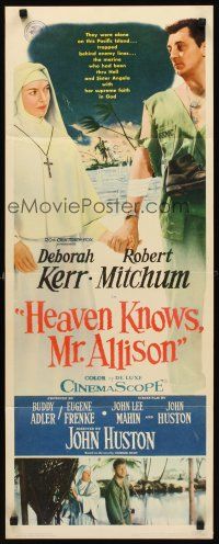 2w529 HEAVEN KNOWS MR. ALLISON insert '57 Robert Mitchum in uniform w/ nun Deborah Kerr!