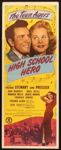2w536 HIGH SCHOOL HERO insert '46 The Teen-Agers, Freddie Stewart, June Preisser!
