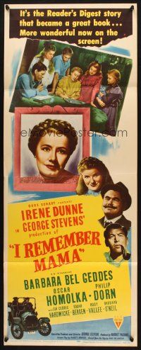 2w547 I REMEMBER MAMA insert '48 Irene Dunne, Barbara Bel Geddes, directed by George Stevens!
