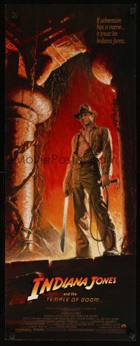 2w551 INDIANA JONES & THE TEMPLE OF DOOM insert '84 art of Harrison Ford by Bruce Wolfe!