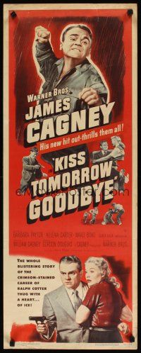2w567 KISS TOMORROW GOODBYE insert '50 artwork of James Cagney hotter than he was in White Heat!