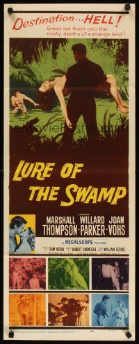 2w595 LURE OF THE SWAMP insert '57 two men & a super sexy woman find their destination is Hell!