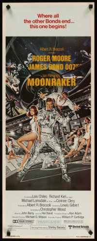2w627 MOONRAKER insert '79 art of Moore as James Bond & sexy Lois Chiles by Goozee!