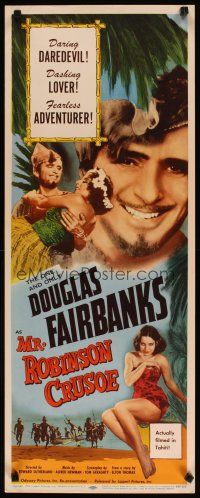 2w628 MR. ROBINSON CRUSOE insert R53 art of dashing Douglas Fairbanks carrying sexy island babe!