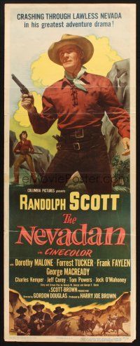 2w638 NEVADAN insert '50 Randolph Scott crashing through lawless Nevada in his greatest adventure!