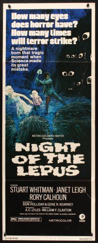 2w641 NIGHT OF THE LEPUS insert '72 cool monster art, how many eyes does horror have!