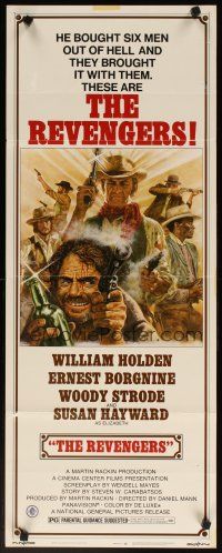 2w711 REVENGERS insert '72 Jung art of cowboys William Holden, Ernest Borgnine & Woody Strode!