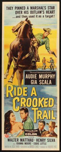 2w714 RIDE A CROOKED TRAIL insert '58 cowboy Audie Murphy faces a killer mob & fear-crazed town!