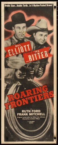 2w717 ROARING FRONTIERS insert R55 Wild Bill Elliot as Hickok w/singing cowboy Tex Ritter!