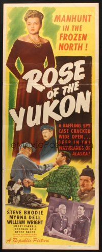 2w721 ROSE OF THE YUKON insert '48 Steve Brodie, Myrna Dell, Alaska, manhunt in the frozen north!