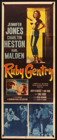 2w725 RUBY GENTRY insert '53 artwork of super sleazy bad girl Jennifer Jones standing in doorway!