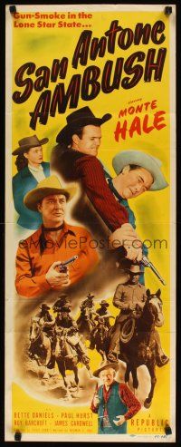 2w727 SAN ANTONE AMBUSH insert '49 great close up artwork of Texas cowboy Monte Hale!