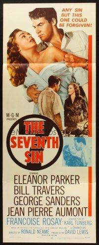 2w736 SEVENTH SIN insert '57 sexy scared Eleanor Parker betrays super angry Bill Travers!