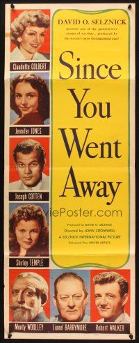 2w742 SINCE YOU WENT AWAY insert '44 Claudette Colbert, Jennifer Jones, Shirley Temple, Barrymore!