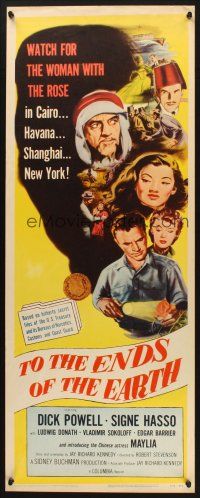 2w829 TO THE ENDS OF THE EARTH insert R56 drugs, cool art with Dick Powell by Harold Seroy!