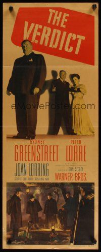 2w859 VERDICT insert '46 Peter Lorre pointing gun, Sydney Greenstreet, Joan Lorring, Don Siegel