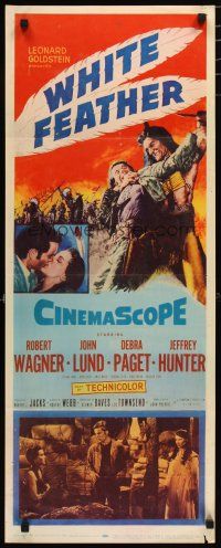 2w879 WHITE FEATHER insert '55 art of Robert Wagner & Native American Debra Paget!