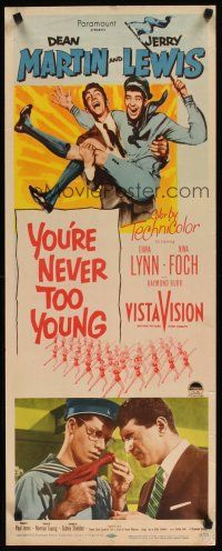 2w899 YOU'RE NEVER TOO YOUNG insert '55 great image of Dean Martin & wacky Jerry Lewis!