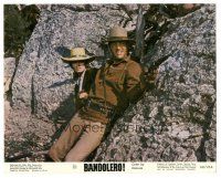 2x049 BANDOLERO color 8x10 still '68 sexy female gunslinger Raquel Welch & Dean Martin take cover!