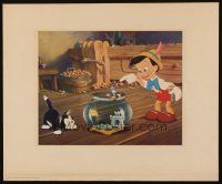 2y011 PINOCCHIO 13x15 art print '39 Disney, great art of him & Figaro looking at Cleo in bowl!