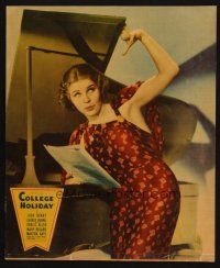 2y044 COLLEGE HOLIDAY jumbo LC '36 close up of wacky singer Martha Raye with music by piano!