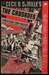 2y128 CRUSADES pressbook '35 Cecil B DeMille, Loretta Young, lots of cool advertising images!
