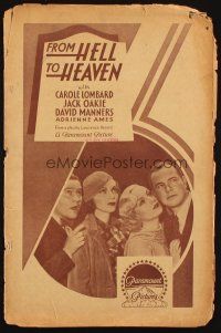 2y139 FROM HELL TO HEAVEN pressbook '33 early Carole Lombard romantic melodrama!