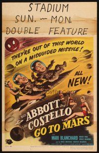 2y222 ABBOTT & COSTELLO GO TO MARS WC '53 art of wacky astronauts Bud & Lou in outer space!