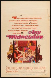 2y239 ANY WEDNESDAY WC '66 Robert McGinnis art of sexy Jane Fonda, Jason Robards & Dean Jones!