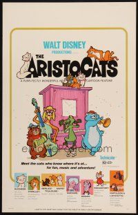 2y243 ARISTOCATS WC '71 Walt Disney feline jazz musical cartoon, great colorful image!
