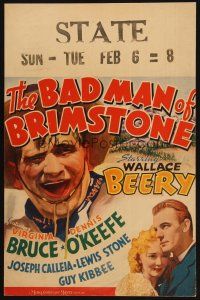2y256 BAD MAN OF BRIMSTONE WC '37 huge headshot of outlaw Wallace Beery + Dennis O'Keefe & Bruce!