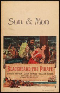 2y285 BLACKBEARD THE PIRATE WC '52 art of Robert Newton in the title role & sexy Linda Darnell!